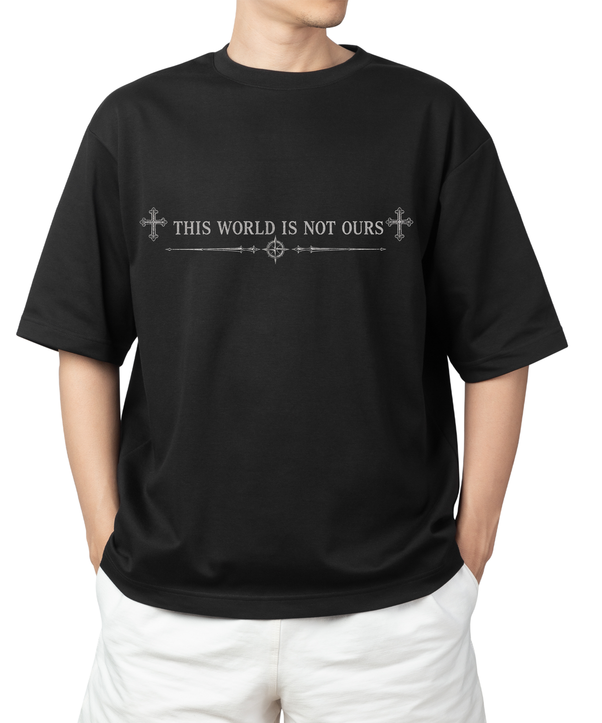 This World Is Not Ours Oversized T-Shirt | Gothic Globe Graphic Tee | Premium 240 GSM Streetwear