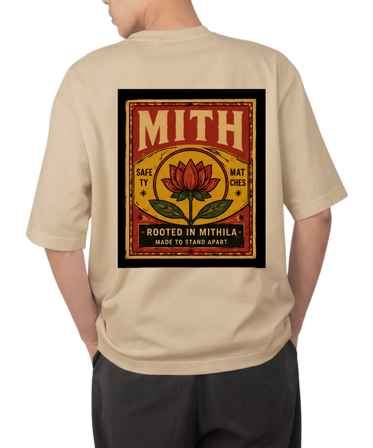 MITH Rooted in Mithila Oversized T-Shirt – Vintage Matchbox Edition | Premium 240 GSM Cotton