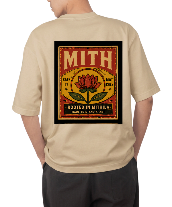 MITH Rooted in Mithila Oversized T-Shirt – Vintage Matchbox Edition | Premium 240 GSM Cotton