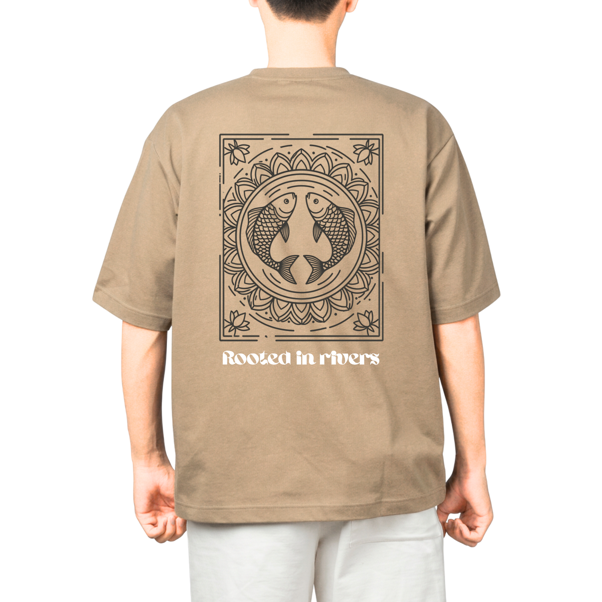 MITH Rooted in Rivers Oversized T-Shirt – Koi Mandala Graphic | 240 GSM | Unisex