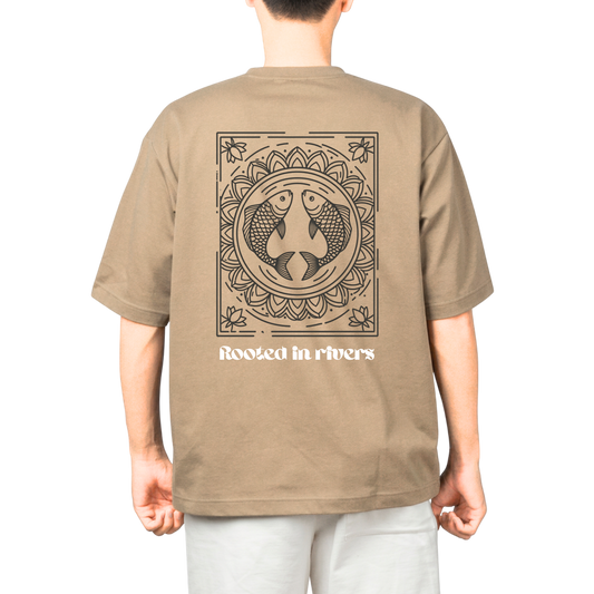 MITH Rooted in Rivers Oversized T-Shirt – Koi Mandala Graphic | 240 GSM | Unisex