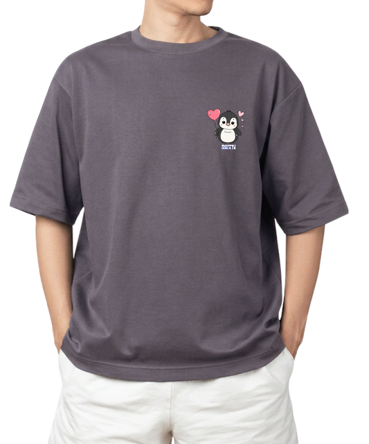 Penguin Love Pocket Tee | Oversized Unisex T-Shirt