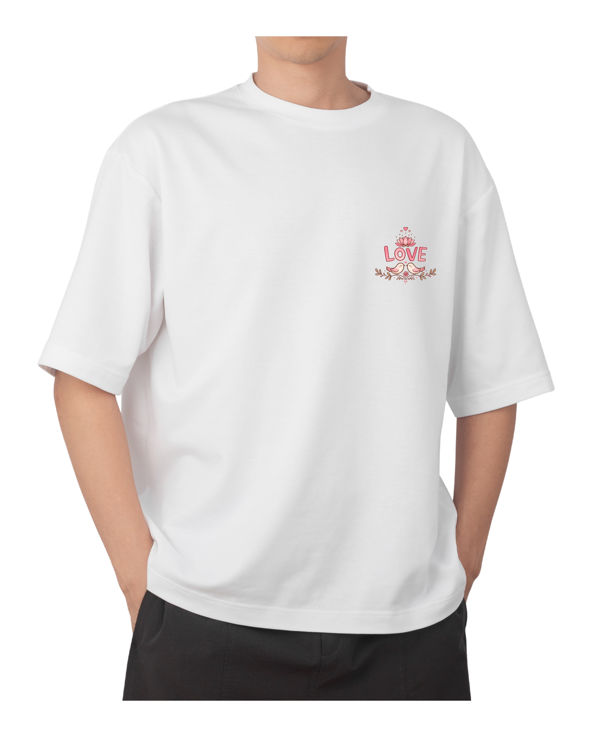 Love Lotus Pocket palsTee | Oversized Unisex T-Shirt